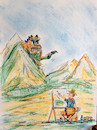 Cartoon: hobby (small) by ab tagged natur,berge,maler,aussicht,monster