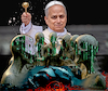 Cartoon: pope leo fighting ai (small) by ab tagged papst,pope,leo,xiv,ki,ai,künstliche,enzyklika,rom,vatikan,schrift,buch,computer,matrix,digital,leben,mensch,glaube,religion,kampf