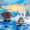 Cartoon: weekend in venice (small) by ab tagged italy,venice,bezos,wedding,rich,richest,yacht,boot,money