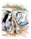 Cartoon: Student girl (small) by Tufan Selcuk tagged student,girl,car