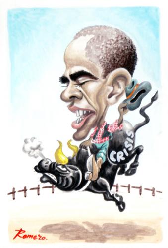 Cartoon: Obama y la crisis (medium) by Romero tagged obama,barack,caricatura,arte,dibujo,humor