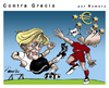 Cartoon: Alemania contra Grecia (small) by Romero tagged futbol deportes caricatura alemania grecia humor arte dibujo balompie balon correr rivalidad faul