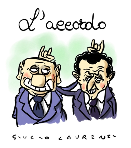 Cartoon: Accordo (medium) by Giulio Laurenzi tagged berlusconi,sarkozy,schengen,italia,francia