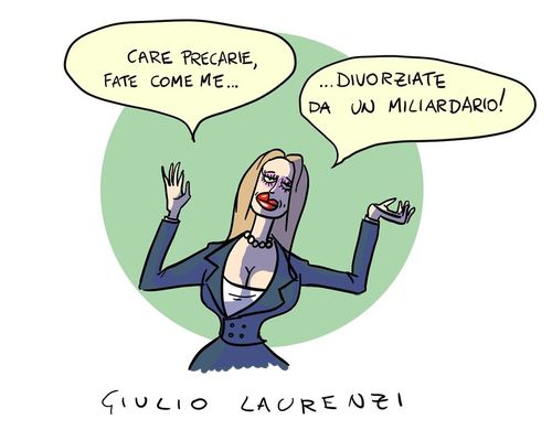 Cartoon: La Precaria (medium) by Giulio Laurenzi tagged precaria,milionaria,berlusconi