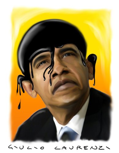 Cartoon: OIL Black Man (medium) by Giulio Laurenzi tagged laurenzi,obama,oil,ecology