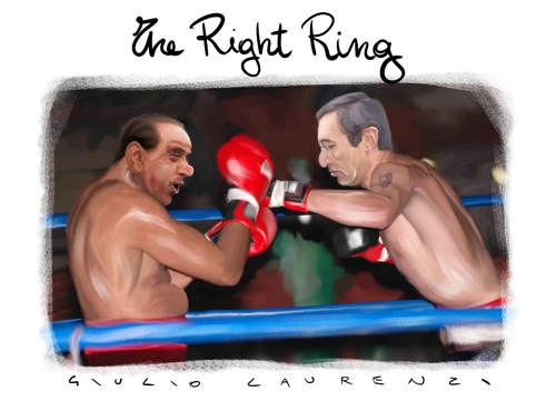 Cartoon: The Right Ring (medium) by Giulio Laurenzi tagged fini,berlusconi