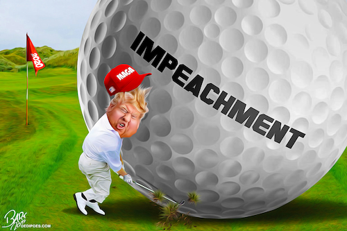 Cartoon: Impeachment Trump golf (medium) by Bart van Leeuwen tagged impeachment,trump,golf,impeach,ukraine,whistleblower