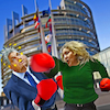 Cartoon: Left Hook (small) by Bart van Leeuwen tagged victor,orban,hungary,judith,sargantini,eu