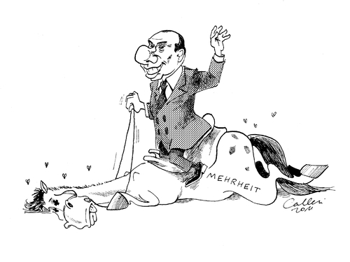 Cartoon: Cavaliere (medium) by Paolo Calleri tagged italien,schuldenkrise,rücktrittsforderungen,2010,haushalt,schlappe,rechenschaftsbericht,mehrheit,berlusconi,silvio,silvio berlusconi,italien,silvio,berlusconi
