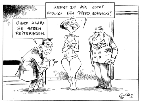 Cartoon: Kindheitstraum (medium) by Paolo Calleri tagged kindheitstraum,maedchen,pferd,reiterhosen,arzt,problemzonen,frauen