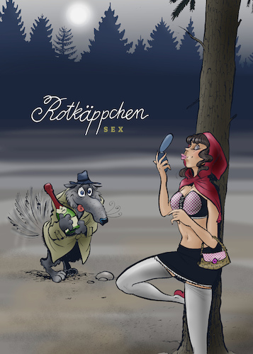 Cartoon: Rotkäppchen --- (medium) by Paolo Calleri tagged parodie,rotkäppchen,sekt,rotkäppchensekt,alkohol,märchen,wolf,cartoon,paolo,calleri,parodie,rotkäppchen,sekt,rotkäppchensekt,alkohol,märchen,wolf,sex,cartoon,paolo,calleri