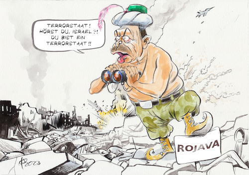 Cartoon: Terrorstaat (medium) by Paolo Calleri tagged israel,gaza,hamas,terror,krieg,gewalt,zivilisten,türkei,erdogan,nordsyrien,rojava,kurden,politik,karikatur,cartoon,paolo,calleri,israel,gaza,hamas,terror,krieg,gewalt,zivilisten,türkei,erdogan,nordsyrien,rojava,kurden,politik,karikatur,cartoon,paolo,calleri