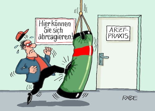 Cartoon: Abreaktion (medium) by RABE tagged ampel,ampelregierung,rot,grün,gelb,fdp,spd,grüne,rabe,ralf,böhme,cartoon,karikatur,pressezeichnung,farbcartoon,tagescartoon,pöbelei,pöbler,bestrafung,regelung,beschimpfung,bundestag,abgeordnete,arzt,arztpraxis,patient,patienten,sandsack,boxer,gewalt,agression,wartezimmer,praxis,medizin,schläge,ampel,ampelregierung,rot,grün,gelb,fdp,spd,grüne,rabe,ralf,böhme,cartoon,karikatur,pressezeichnung,farbcartoon,tagescartoon,pöbelei,pöbler,bestrafung,regelung,beschimpfung,bundestag,abgeordnete,arzt,arztpraxis,patient,patienten,sandsack,boxer,gewalt,agression,wartezimmer,praxis,medizin,schläge