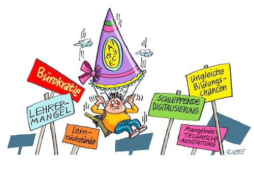 Cartoon: Absprung geschafft (medium) by RABE tagged schule,schüler,lehrer,schultafel,schwamm,bildung,digtalpakt,bund,länder,rabe,ralf,böhme,cartoon,karikatur,pressezeichnung,farbcartoon,tagescartoon,abwischer,schulranzen,tafel,tafelschwamm,kreide,fallschirm,zuckertüte,erstklässler,schulstart,schulbeginn,lernrückstände,ausstattung,bürogratie,digitalisierung,technik,bildungschancen,schilderwald,schule,schüler,lehrer,schultafel,schwamm,bildung,digtalpakt,bund,länder,rabe,ralf,böhme,cartoon,karikatur,pressezeichnung,farbcartoon,tagescartoon,abwischer,schulranzen,tafel,tafelschwamm,kreide,fallschirm,zuckertüte,erstklässler,schulstart,schulbeginn,lernrückstände,ausstattung,bürogratie,digitalisierung,technik,bildungschancen,schilderwald