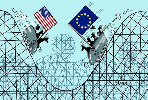 Cartoon: Achterbahn (medium) by RABE tagged trump,präsident,usa,donald,einmarsch,erstürmung,cartoon,karikatur,pressezeichnung,rabe,ralf,böhme,farbcartoon,tagescartoon,venezuela,südamerika,maduro,regimewechsel,weltordnung,kongress,völkerrecht,davos,gipfel,grönland,strafzölle,achterbahn,zusammenprall,rede,trump,präsident,usa,donald,einmarsch,erstürmung,cartoon,karikatur,pressezeichnung,rabe,ralf,böhme,farbcartoon,tagescartoon,venezuela,südamerika,maduro,regimewechsel,weltordnung,kongress,völkerrecht,davos,gipfel,grönland,strafzölle,achterbahn,zusammenprall,rede