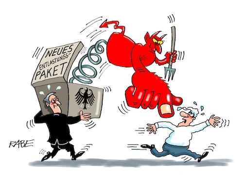 Cartoon: Angst vor Entlastung (medium) by RABE tagged merz,kanzler,koalition,union,spd,klingbeil,cartoon,karikatur,pressezeichnung,farbcartoon,tagescartoon,db,bahn,frühling,frühjahr,frühjahrsputz,ice,zug,blumenkasten,blumenkästen,entlastung,entlastungspaket,spritpreise,beiträge,krankenkassen,regierung,sparmassnahmen,merz,kanzler,koalition,union,spd,klingbeil,cartoon,karikatur,pressezeichnung,farbcartoon,tagescartoon,db,bahn,frühling,frühjahr,frühjahrsputz,ice,zug,blumenkasten,blumenkästen,entlastung,entlastungspaket,spritpreise,beiträge,krankenkassen,regierung,sparmassnahmen