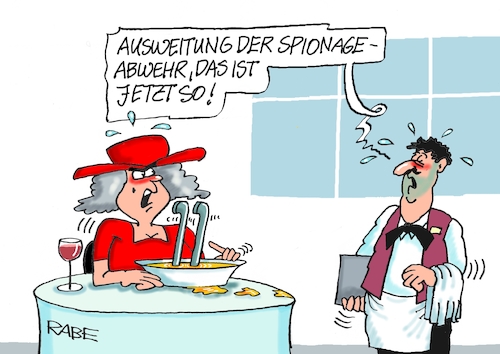 Cartoon: Ausspähen (medium) by RABE tagged merz,kanzler,koalition,union,spd,klingbeil,cartoon,karikatur,pressezeichnung,farbcartoon,tagescartoon,db,bahn,frühling,frühjahr,frühjahrsputz,ice,zug,blumenkasten,blumenkästen,esc,songcontest,spähtrupp,spion,spionage,spionageabwehr,dobrindt,innenminister,stasi,sabotage,abwehr,cyberangriffe,terroranschläge,merz,kanzler,koalition,union,spd,klingbeil,cartoon,karikatur,pressezeichnung,farbcartoon,tagescartoon,db,bahn,frühling,frühjahr,frühjahrsputz,ice,zug,blumenkasten,blumenkästen,esc,songcontest,spähtrupp,spion,spionage,spionageabwehr,dobrindt,innenminister,stasi,sabotage,abwehr,cyberangriffe,terroranschläge