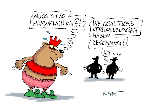 Cartoon: Bärendienste (medium) by RABE tagged merz,kanzler,koalition,union,spd,klingbeil,cartoon,karikatur,pressezeichnung,farbcartoon,tagescartoon,db,bahn,frühling,frühjahr,frühjahrsputz,ice,zug,blumenkasten,blumenkästen,esc,songcontest,wahldebakel,berlin,rathaus,linke,grüne,bär,unterwäsche,koalitionsgespräche,senat,rot,grün,merz,kanzler,koalition,union,spd,klingbeil,cartoon,karikatur,pressezeichnung,farbcartoon,tagescartoon,db,bahn,frühling,frühjahr,frühjahrsputz,ice,zug,blumenkasten,blumenkästen,esc,songcontest,wahldebakel,berlin,rathaus,linke,grüne,bär,unterwäsche,koalitionsgespräche,senat,rot,grün