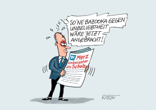 Cartoon: Bazooka für Merz (medium) by RABE tagged merz,kanzler,koalition,union,spd,klingbeil,cartoon,karikatur,pressezeichnung,farbcartoon,tagescartoon,db,bahn,frühling,frühjahr,frühjahrsputz,ice,zug,blumenkasten,blumenkästen,olaf,scholz,doppelwumms,bazooka,beliebtheit,umfrage,umfragetief,unbeliebtheit,reform,haushalt,streit,zoff,merz,kanzler,koalition,union,spd,klingbeil,cartoon,karikatur,pressezeichnung,farbcartoon,tagescartoon,db,bahn,frühling,frühjahr,frühjahrsputz,ice,zug,blumenkasten,blumenkästen,olaf,scholz,doppelwumms,bazooka,beliebtheit,umfrage,umfragetief,unbeliebtheit,reform,haushalt,streit,zoff