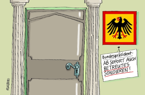 Cartoon: Betreutes Wohnen (medium) by RABE tagged grüne,jamaika,sondierungsgespräche,regierungsbildung,amtshandlung,rabe,ralf,böhme,cartoon,karikatur,pressezeichnung,farbcartoon,tagescartoon,laufband,schnelligkeit,özdemir,zeit,lindner,fdp,betreuung,betreutes,sondieren,wohnen,steinmeier,spd,bundespräsident,bellevue,schulz,merkel,union,groko,koalition,neuwahlen,minderheitsregierung,grüne,jamaika,sondierungsgespräche,regierungsbildung,amtshandlung,rabe,ralf,böhme,cartoon,karikatur,pressezeichnung,farbcartoon,tagescartoon,laufband,schnelligkeit,özdemir,zeit,lindner,fdp,betreuung,betreutes,sondieren,wohnen,steinmeier,spd,bundespräsident,bellevue,schulz,merkel,union,groko,koalition,neuwahlen,minderheitsregierung