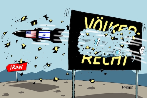 Cartoon: Billboard Völkerrecht (medium) by RABE tagged merz,kanzler,koalition,union,spd,klingbeil,cartoon,karikatur,pressezeichnung,farbcartoon,tagescartoon,bürokratie,verwaltung,beamte,modernisierung,monster,drachen,schwert,holzschwert,nägel,säge,iran,israel,usa,irankonflikt,trump,ajatollah,chamenei,sturz,diktator,völkerreicht,rakete,drohne,bombe,werbefläche,transparent,durchbruch,merz,kanzler,koalition,union,spd,klingbeil,cartoon,karikatur,pressezeichnung,farbcartoon,tagescartoon,bürokratie,verwaltung,beamte,modernisierung,monster,drachen,schwert,holzschwert,nägel,säge,iran,israel,usa,irankonflikt,trump,ajatollah,chamenei,sturz,diktator,völkerreicht,rakete,drohne,bombe,werbefläche,transparent,durchbruch