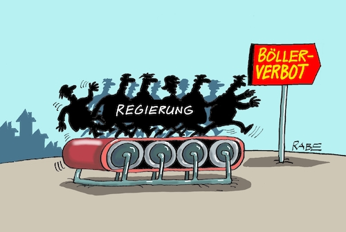 Cartoon: Böllerverbot läuft weiter (medium) by RABE tagged merz,kanzler,koalition,union,spd,klingbeil,cartoon,karikatur,pressezeichnung,farbcartoon,tagescartoon,haushalt,schulden,rente,rentenreform,krankenkasse,kassenbeitrag,krankenhaus,bett,welle,böller,böllerverbot,laufband,feuerwerk,silvester,neujahr,verbot,silvesterfeuerwerk,kugelbombe,stabrakete,merz,kanzler,koalition,union,spd,klingbeil,cartoon,karikatur,pressezeichnung,farbcartoon,tagescartoon,haushalt,schulden,rente,rentenreform,krankenkasse,kassenbeitrag,krankenhaus,bett,welle,böller,böllerverbot,laufband,feuerwerk,silvester,neujahr,verbot,silvesterfeuerwerk,kugelbombe,stabrakete
