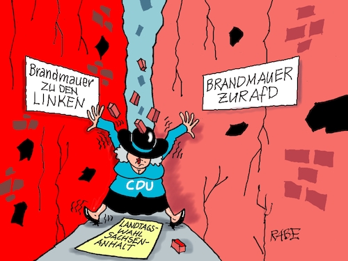 Cartoon: Brandmauer (medium) by RABE tagged merz,kanzler,koalition,union,spd,klingbeil,cartoon,karikatur,pressezeichnung,farbcartoon,tagescartoon,db,bahn,frühling,frühjahr,frühjahrsputz,ice,zug,blumenkasten,blumenkästen,esc,songcontest,brandmauer,linke,rechts,afd,landtagswahl,sachsen,anhalt,einsturz,merz,kanzler,koalition,union,spd,klingbeil,cartoon,karikatur,pressezeichnung,farbcartoon,tagescartoon,db,bahn,frühling,frühjahr,frühjahrsputz,ice,zug,blumenkasten,blumenkästen,esc,songcontest,brandmauer,linke,rechts,afd,landtagswahl,sachsen,anhalt,einsturz