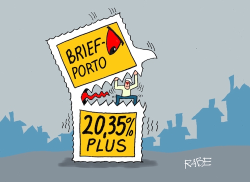 Cartoon: Briefporto (medium) by RABE tagged merz,kanzler,koalition,union,spd,klingbeil,cartoon,karikatur,pressezeichnung,farbcartoon,tagescartoon,db,bahn,frühling,frühjahr,frühjahrsputz,ice,zug,blumenkasten,blumenkästen,esc,songcontest,porto,briefporto,post,preissteigerung,preiserhöhung,preisanpassung,merz,kanzler,koalition,union,spd,klingbeil,cartoon,karikatur,pressezeichnung,farbcartoon,tagescartoon,db,bahn,frühling,frühjahr,frühjahrsputz,ice,zug,blumenkasten,blumenkästen,esc,songcontest,porto,briefporto,post,preissteigerung,preiserhöhung,preisanpassung