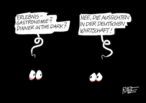 Cartoon: Dinner In The Dark (medium) by RABE tagged ampel,ampelregierung,rot,grün,gelb,fdp,spd,grüne,rabe,ralf,böhme,cartoon,karikatur,pressezeichnung,farbcartoon,tagescartoon,pöbelei,pöbler,bestrafung,regelung,beschimpfung,bundestag,abgeordnete,wirtschaftswachstum,habeck,stagnation,konjunktur,prognose,geschäftslkima,assichten,index,ifo,dunkelheit,schwarz,augen,erlebnisgastronomie,gastronomie,ampel,ampelregierung,rot,grün,gelb,fdp,spd,grüne,rabe,ralf,böhme,cartoon,karikatur,pressezeichnung,farbcartoon,tagescartoon,pöbelei,pöbler,bestrafung,regelung,beschimpfung,bundestag,abgeordnete,wirtschaftswachstum,habeck,stagnation,konjunktur,prognose,geschäftslkima,assichten,index,ifo,dunkelheit,schwarz,augen,erlebnisgastronomie,gastronomie