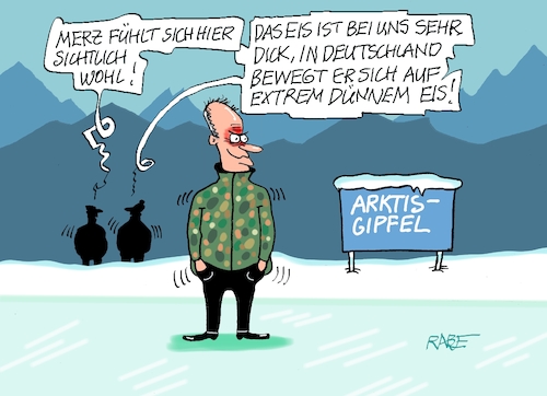 Cartoon: Dünnes Eis (medium) by RABE tagged merz,kanzler,koalition,union,spd,klingbeil,cartoon,karikatur,pressezeichnung,farbcartoon,tagescartoon,db,bahn,frühling,frühjahr,frühjahrsputz,ice,zug,blumenkasten,blumenkästen,esc,songcontest,arktis,arktisgipfel,finnland,eis,eisfläche,wahlschlappe,umfragetief,abstrafung,wähler,landtagswahl,mecklenburg,vorpommern,autorität,unpopularität,winter,norden,schnee,merz,kanzler,koalition,union,spd,klingbeil,cartoon,karikatur,pressezeichnung,farbcartoon,tagescartoon,db,bahn,frühling,frühjahr,frühjahrsputz,ice,zug,blumenkasten,blumenkästen,esc,songcontest,arktis,arktisgipfel,finnland,eis,eisfläche,wahlschlappe,umfragetief,abstrafung,wähler,landtagswahl,mecklenburg,vorpommern,autorität,unpopularität,winter,norden,schnee