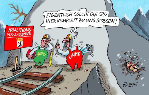 Cartoon: Durchbruchstimmung (medium) by RABE tagged merz,kanzler,koalition,union,spd,klingbeil,cartoon,karikatur,pressezeichnung,farbcartoon,tagescartoon,db,bahn,frühling,frühjahr,frühjahrsputz,ice,zug,blumenkasten,blumenkästen,esc,songcontest,wahldebakel,berlin,senat,koalitionsverhandlungen,linke,grüne,rot,grün,streit,schiene,gleis,tunnelbau,durchbruch,merz,kanzler,koalition,union,spd,klingbeil,cartoon,karikatur,pressezeichnung,farbcartoon,tagescartoon,db,bahn,frühling,frühjahr,frühjahrsputz,ice,zug,blumenkasten,blumenkästen,esc,songcontest,wahldebakel,berlin,senat,koalitionsverhandlungen,linke,grüne,rot,grün,streit,schiene,gleis,tunnelbau,durchbruch