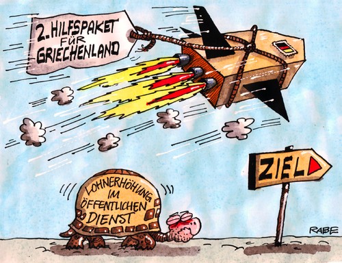 Cartoon: Durchstarter (medium) by RABE tagged griechenland,griechenlandhilfe,athen,schulden,schuldenschnitt,euro,eurokrise,eu,brüssel,finanzchefs,rettungsschirm,rettungspaket,hilfspaket,rakete,schildkröte,schneckentempo,ziel,start,verdi,gewerkschaften,öffentlicher,dienst,lohn,lohnerhöhung,lohnforderung,arbeitskampf,streik,beamte,angestellte,lohntüte,job,griechenland,griechenlandhilfe,athen,schulden,schuldenschnitt,finanzchefs,rettungsschirm