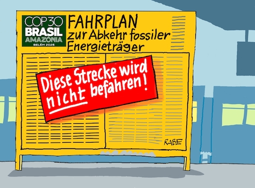 Cartoon: Fahrplan (medium) by RABE tagged merz,union,kanzler,fritze,koalition,spd,klingbeil,bundesregierung,rabe,ralf,böhme,cartoon,karikatur,pressezeichnung,farbcartoon,tagescartoon,trump,putin,krisen,tv,nachrichten,waschmaschine,brazil,cop,brasil,umwelt,klimagipfel,brasilien,beschluss,erklärung,abkehr,fosilien,energieträgerfahrplan,bahnhof,bahnsteig,zugausfall,merz,union,kanzler,fritze,koalition,spd,klingbeil,bundesregierung,rabe,ralf,böhme,cartoon,karikatur,pressezeichnung,farbcartoon,tagescartoon,trump,putin,krisen,tv,nachrichten,waschmaschine,brazil,cop,brasil,umwelt,klimagipfel,brasilien,beschluss,erklärung,abkehr,fosilien,energieträgerfahrplan,bahnhof,bahnsteig,zugausfall