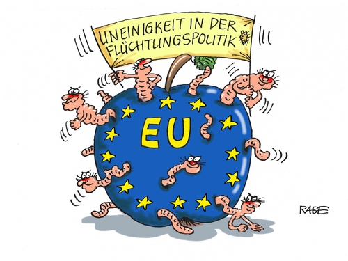 Cartoon: Flüchtlingspolitik (medium) by RABE tagged eu,europa,brüssel,flüchtlingsgipfel,flüchtlingskrise,flüchtlingsstrom,balkanroute,rabe,ralf,böhme,cartoon,karikatur,pressezeichnung,farbcartoon,tagescartoon,apfel,einigkeit,maden,würm,uneinigkeitt,eu,europa,brüssel,flüchtlingsgipfel,flüchtlingskrise,flüchtlingsstrom,balkanroute,rabe,ralf,böhme,cartoon,karikatur,pressezeichnung,farbcartoon,tagescartoon,apfel,einigkeit,maden,würm,uneinigkeitt