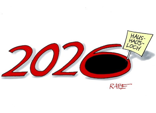 Cartoon: Haushaltsloch (medium) by RABE tagged merz,kanzler,koalition,union,spd,klingbeil,cartoon,karikatur,pressezeichnung,farbcartoon,tagescartooon,silvester,neujahr,jahresbeginn,haushalt,haushaltsloch,schulden,schuldenloch,zwanzigsechundzwanzig,merz,kanzler,koalition,union,spd,klingbeil,cartoon,karikatur,pressezeichnung,farbcartoon,tagescartooon,silvester,neujahr,jahresbeginn,haushalt,haushaltsloch,schulden,schuldenloch,zwanzigsechundzwanzig