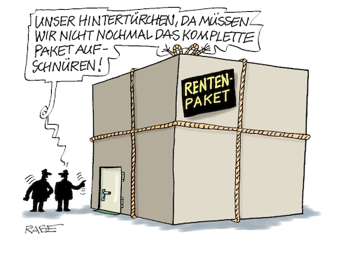 Cartoon: Hintertürchen (medium) by RABE tagged merz,kanzler,koalition,union,spd,klingbeil,cartoon,karikatur,pressezeichnung,farbcartoon,tagescartoon,db,bahn,frühling,frühjahr,frühjahrsputz,ice,zug,blumenkasten,blumenkästen,esc,songcontest,rente,rentenpaket,frührente,hintertür,hintertürchen,abschlagsfreiheit,osten,minister,voigt,kretschmer,bas,öffnen,merz,kanzler,koalition,union,spd,klingbeil,cartoon,karikatur,pressezeichnung,farbcartoon,tagescartoon,db,bahn,frühling,frühjahr,frühjahrsputz,ice,zug,blumenkasten,blumenkästen,esc,songcontest,rente,rentenpaket,frührente,hintertür,hintertürchen,abschlagsfreiheit,osten,minister,voigt,kretschmer,bas,öffnen