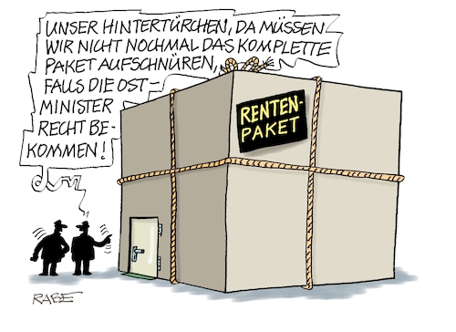 Cartoon: Hintertürchen II (medium) by RABE tagged merz,kanzler,koalition,union,spd,klingbeil,cartoon,karikatur,pressezeichnung,farbcartoon,tagescartoon,db,bahn,frühling,frühjahr,frühjahrsputz,ice,zug,blumenkasten,blumenkästen,esc,songcontest,hintertür,hintertürchen,rente,rentenreform,rentenpaket,kunstwerk,bas,osten,ostminister,voigt,kretschmer,korrekturr,merz,kanzler,koalition,union,spd,klingbeil,cartoon,karikatur,pressezeichnung,farbcartoon,tagescartoon,db,bahn,frühling,frühjahr,frühjahrsputz,ice,zug,blumenkasten,blumenkästen,esc,songcontest,hintertür,hintertürchen,rente,rentenreform,rentenpaket,kunstwerk,bas,osten,ostminister,voigt,kretschmer,korrekturr