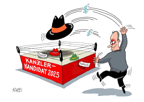 Cartoon: Hütchenspiel (medium) by RABE tagged ampel,ampelregierung,rot,grün,gelb,fdp,spd,grüne,rabe,ralf,böhme,cartoon,karikatur,pressezeichnung,farbcartoon,tagescartoon,pöbelei,pöbler,bestrafung,regelung,beschimpfung,bundestag,abgeordnete,kanzler,scholz,kanzlerkandidat,kanzlerkandidatur,bundestagswahl,habeck,merz,ring,boxring,hut,hüte,ampel,ampelregierung,rot,grün,gelb,fdp,spd,grüne,rabe,ralf,böhme,cartoon,karikatur,pressezeichnung,farbcartoon,tagescartoon,pöbelei,pöbler,bestrafung,regelung,beschimpfung,bundestag,abgeordnete,kanzler,scholz,kanzlerkandidat,kanzlerkandidatur,bundestagswahl,habeck,merz,ring,boxring,hut,hüte