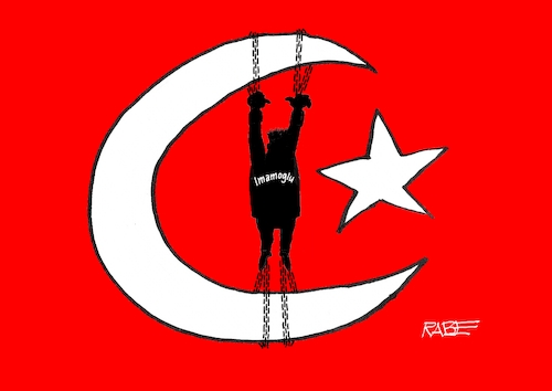 Cartoon: Imamoglu (medium) by RABE tagged erdogan,istanbul,türkei,imamoglu,bürgermeister,cartoon,karikatur,pressezeichnung,rabe,ralf,böhme,farbcartoon,tagescartoon,gefängnis,menschenrechte,opposition,halbmond,stern,ketten,handschellen,erdogan,istanbul,türkei,imamoglu,bürgermeister,cartoon,karikatur,pressezeichnung,rabe,ralf,böhme,farbcartoon,tagescartoon,gefängnis,menschenrechte,opposition,halbmond,stern,ketten,handschellen