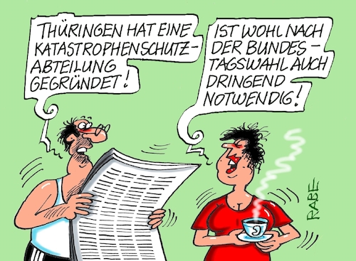 Cartoon: Katastrophe in Thüringen (medium) by RABE tagged ampel,ampelregierung,rot,grün,gelb,fdp,spd,grüne,rabe,ralf,böhme,cartoon,karikatur,pressezeichnung,farbcartoon,tagescartoon,inflation,einkommen,rente,rentenpaket,bruch,streit,neuwahlen,wahlergebnis,afd,blau,katastrophe,bundestagswahl,katastrophenschutz,katastrophenschutzabteilung,thüringen,erfurt,landesregierung,ampel,ampelregierung,rot,grün,gelb,fdp,spd,grüne,rabe,ralf,böhme,cartoon,karikatur,pressezeichnung,farbcartoon,tagescartoon,inflation,einkommen,rente,rentenpaket,bruch,streit,neuwahlen,wahlergebnis,afd,blau,katastrophe,bundestagswahl,katastrophenschutz,katastrophenschutzabteilung,thüringen,erfurt,landesregierung