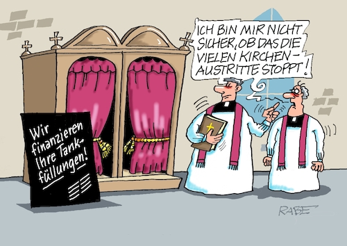 Cartoon: Kirchenaustritt (medium) by RABE tagged merz,kanzler,koalition,union,spd,klingbeil,cartoon,karikatur,pressezeichnung,farbcartoon,tagescartoon,db,bahn,frühling,frühjahr,frühjahrsputz,ice,zug,blumenkasten,blumenkästen,esc,songcontest,kirche,pfarrer,bischof,beichtstuhl,austritt,kirchenaustritt,benzin,benzinpreis,spritpreis,preissteigerung,kosten,kostenübernahme,tankfüllung,glaube,jesus,christen,merz,kanzler,koalition,union,spd,klingbeil,cartoon,karikatur,pressezeichnung,farbcartoon,tagescartoon,db,bahn,frühling,frühjahr,frühjahrsputz,ice,zug,blumenkasten,blumenkästen,esc,songcontest,kirche,pfarrer,bischof,beichtstuhl,austritt,kirchenaustritt,benzin,benzinpreis,spritpreis,preissteigerung,kosten,kostenübernahme,tankfüllung,glaube,jesus,christen