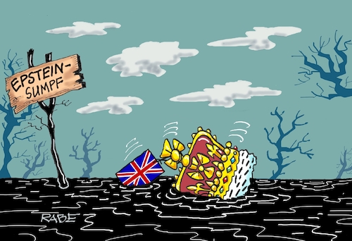 Cartoon: Kronisches (medium) by RABE tagged trump,präsident,usa,donald,einmarsch,erstürmung,cartoon,karikatur,pressezeichnung,rabe,ralf,böhme,farbcartoon,tagescartoon,venezuela,südamerika,maduro,regimewechsel,weltordnung,kongress,völkerrecht,epstein,sexualstraftäter,verbrecher,akten,files,police,prinz,andrew,königshaus,krone,england,monarchie,untergang,sumpf,morast,trockenlegung,trump,präsident,usa,donald,einmarsch,erstürmung,cartoon,karikatur,pressezeichnung,rabe,ralf,böhme,farbcartoon,tagescartoon,venezuela,südamerika,maduro,regimewechsel,weltordnung,kongress,völkerrecht,epstein,sexualstraftäter,verbrecher,akten,files,police,prinz,andrew,königshaus,krone,england,monarchie,untergang,sumpf,morast,trockenlegung