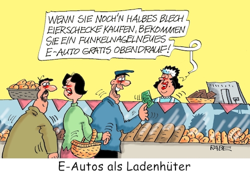 Cartoon: Ladenhüter (medium) by RABE tagged ampel,ampelregierung,rot,grün,gelb,fdp,spd,grüne,rabe,ralf,böhme,cartoon,karikatur,pressezeichnung,farbcartoon,tagescartoon,pöbelei,pöbler,bestrafung,regelung,beschimpfung,bundestag,abgeordnete,sparkurs,vw,ladenhüter,elektroautos,absatz,china,konkurrenz,bäcker,bäckerei,eierschecke,absatzmarkt,stagnation,ampel,ampelregierung,rot,grün,gelb,fdp,spd,grüne,rabe,ralf,böhme,cartoon,karikatur,pressezeichnung,farbcartoon,tagescartoon,pöbelei,pöbler,bestrafung,regelung,beschimpfung,bundestag,abgeordnete,sparkurs,vw,ladenhüter,elektroautos,absatz,china,konkurrenz,bäcker,bäckerei,eierschecke,absatzmarkt,stagnation