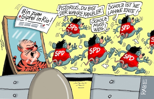 Cartoon: Mäuse tanzen auf dem Tisch (medium) by RABE tagged ampel,ampelregierung,rot,grün,gelb,fdp,spd,grüne,rabe,ralf,böhme,cartoon,karikatur,pressezeichnung,farbcartoon,tagescartoon,inflation,einkommen,rente,rentenpaket,bruch,streit,neuwahlen,wahlkampf,vertrauensfrage,gipfel,rio,brasilien,gegenkandidat,kanzlerkandidat,pistorius,maus,mäuse,kater,tisch,ampel,ampelregierung,rot,grün,gelb,fdp,spd,grüne,rabe,ralf,böhme,cartoon,karikatur,pressezeichnung,farbcartoon,tagescartoon,inflation,einkommen,rente,rentenpaket,bruch,streit,neuwahlen,wahlkampf,vertrauensfrage,gipfel,rio,brasilien,gegenkandidat,kanzlerkandidat,pistorius,maus,mäuse,kater,tisch