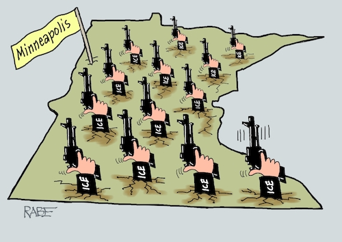 Cartoon: Minnesota (medium) by RABE tagged trump,präsident,usa,donald,einmarsch,erstürmung,cartoon,karikatur,pressezeichnung,rabe,ralf,böhme,farbcartoon,tagescartoon,venezuela,südamerika,maduro,regimewechsel,weltordnung,kongress,völkerrecht,minneapolis,minnesota,polizeieinsatz,ice,beamte,colt,revolver,tod,trump,präsident,usa,donald,einmarsch,erstürmung,cartoon,karikatur,pressezeichnung,rabe,ralf,böhme,farbcartoon,tagescartoon,venezuela,südamerika,maduro,regimewechsel,weltordnung,kongress,völkerrecht,minneapolis,minnesota,polizeieinsatz,ice,beamte,colt,revolver,tod