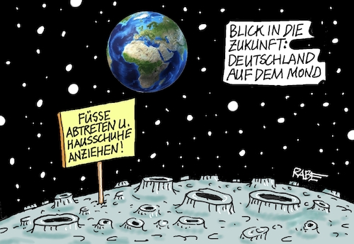 Cartoon: Mondlandschaft (medium) by RABE tagged merz,union,kanzler,fritze,koalition,spd,klingbeil,bundesregierung,rabe,ralf,böhme,cartoon,karikatur,pressezeichnung,farbcartoon,tagescartoon,trump,putin,krisen,tv,nachrichten,waschmaschine,mond,mondmission,esa,nasa,deutschland,astronauten,hausschuhe,erdkugel,weltall,merz,union,kanzler,fritze,koalition,spd,klingbeil,bundesregierung,rabe,ralf,böhme,cartoon,karikatur,pressezeichnung,farbcartoon,tagescartoon,trump,putin,krisen,tv,nachrichten,waschmaschine,mond,mondmission,esa,nasa,deutschland,astronauten,hausschuhe,erdkugel,weltall