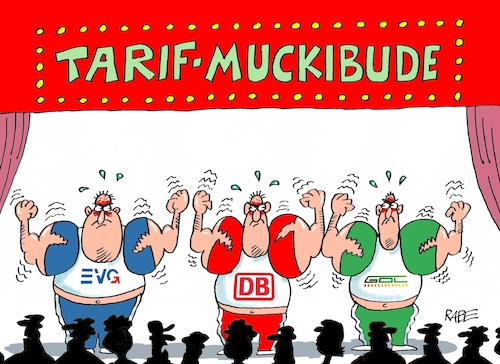 Cartoon: Muckibude (medium) by RABE tagged db,dgl,tarif,tarifstreit,tarifverhandlungen,weselsky,bahnchefs,lohnforderungen,streik,rabe,ralf,böhme,cartoon,karikatur,pressezeichnung,fabcartoon,tagescartoon,db,dgl,tarif,tarifstreit,tarifverhandlungen,weselsky,bahnchefs,lohnforderungen,streik,rabe,ralf,böhme,cartoon,karikatur,pressezeichnung,fabcartoon,tagescartoon