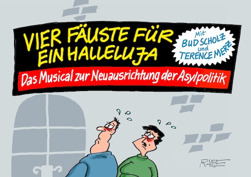 Cartoon: Musicaltime (medium) by RABE tagged ampel,ampelregierung,rot,grün,gelb,fdp,spd,grüne,rabe,ralf,böhme,cartoon,karikatur,pressezeichnung,farbcartoon,tagescartoon,pöbelei,pöbler,bestrafung,regelung,beschimpfung,bundestag,abgeordnete,asylpolitik,merz,scholz,messerangriff,solingen,messerattentat,faeser,wahlkampf,musical,faust,bud,spencer,terence,hill,ampel,ampelregierung,rot,grün,gelb,fdp,spd,grüne,rabe,ralf,böhme,cartoon,karikatur,pressezeichnung,farbcartoon,tagescartoon,pöbelei,pöbler,bestrafung,regelung,beschimpfung,bundestag,abgeordnete,asylpolitik,merz,scholz,messerangriff,solingen,messerattentat,faeser,wahlkampf,musical,faust,bud,spencer,terence,hill