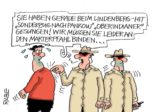 Cartoon: Oberindianer (medium) by RABE tagged ampel,ampelregierung,rot,grün,gelb,fdp,spd,grüne,rabe,ralf,böhme,cartoon,karikatur,pressezeichnung,farbcartoon,tagescartoon,inflation,einkommen,rente,rentenpaket,bruch,streit,neuwahlen,udo,lindenberg,sonderzug,pankow,hit,schlager,indianer,oberindianer,verbot,vorschrift,bnd,lied,stasi,ampel,ampelregierung,rot,grün,gelb,fdp,spd,grüne,rabe,ralf,böhme,cartoon,karikatur,pressezeichnung,farbcartoon,tagescartoon,inflation,einkommen,rente,rentenpaket,bruch,streit,neuwahlen,udo,lindenberg,sonderzug,pankow,hit,schlager,indianer,oberindianer,verbot,vorschrift,bnd,lied,stasi