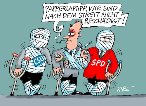 Cartoon: Papperlapapp (medium) by RABE tagged merz,kanzler,koalition,union,spd,klingbeil,cartoon,karikatur,pressezeichnung,farbcartoon,tagescartoon,db,bahn,frühling,frühjahr,frühjahrsputz,ice,zug,blumenkasten,blumenkästen,streit,koalitionsstreit,reformen,spritpreise,irankrieg,koalitionsberatung,entlastung,entlastungsmaßnahmen,krücke,verband,gipsbein,verletzungen,merz,kanzler,koalition,union,spd,klingbeil,cartoon,karikatur,pressezeichnung,farbcartoon,tagescartoon,db,bahn,frühling,frühjahr,frühjahrsputz,ice,zug,blumenkasten,blumenkästen,streit,koalitionsstreit,reformen,spritpreise,irankrieg,koalitionsberatung,entlastung,entlastungsmaßnahmen,krücke,verband,gipsbein,verletzungen